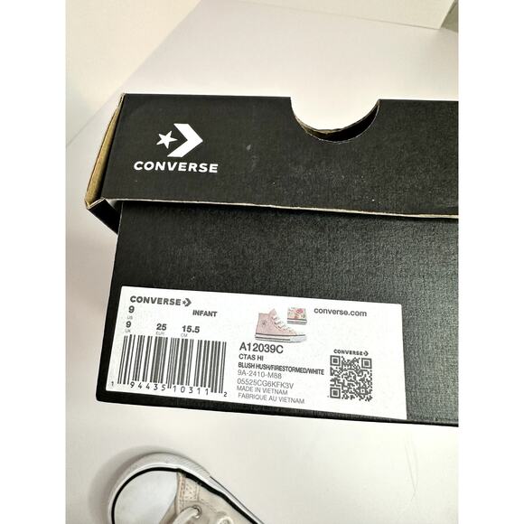 Converse Kids High Tops 9 – Blush Hush Firestormed Pink – Chuck Taylor All Star - Picture 5 of 5